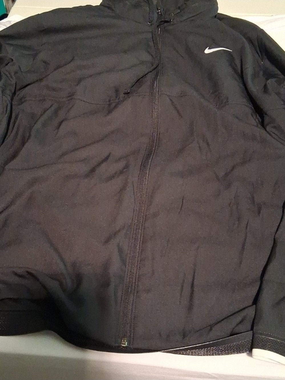 Nike Black Full-Zip Hooded Windbreaker Coaches Jacket Sz XXL